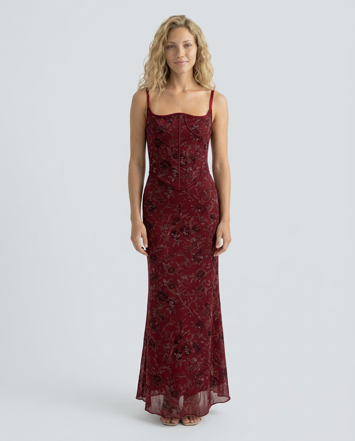 Landry | Corset Maxi Dress with Beaded Embellishment