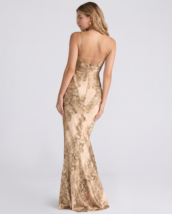 Leta | Maxi Dress with Satin Finish and Floral Pattern