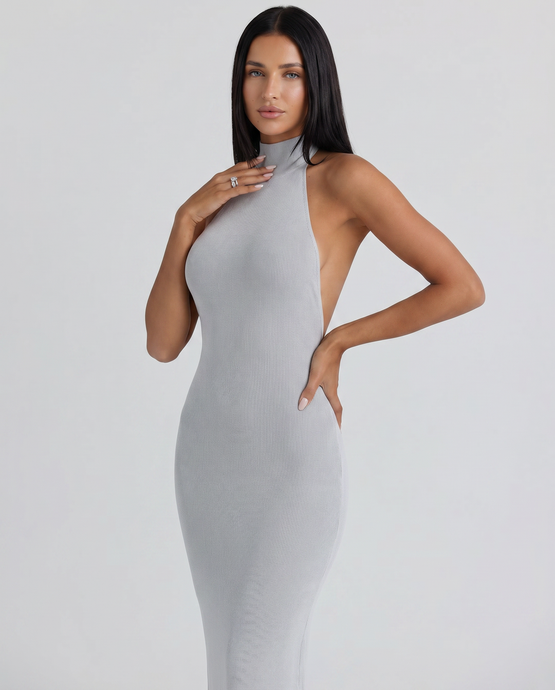 Brinley | Halter Neck Backless Maxi Dress