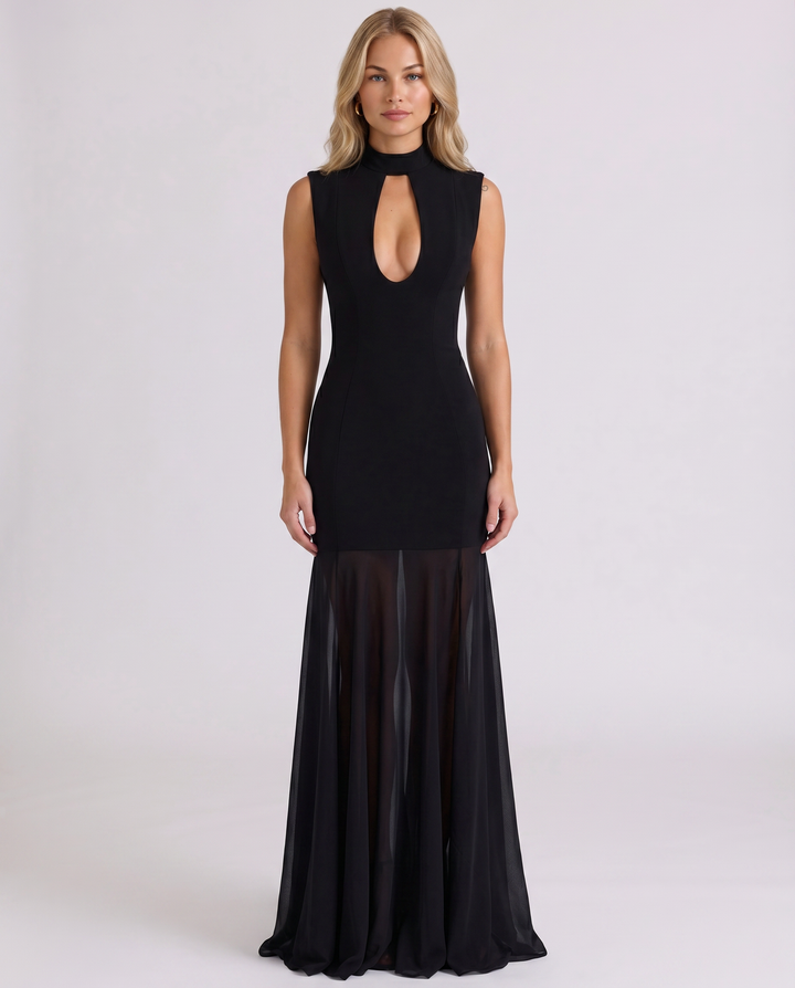 Novah | Maxi Dress With Plunge Keyhole Front
