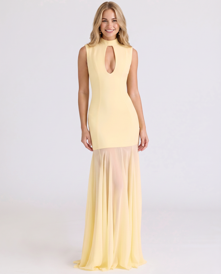 Novah | Maxi Dress With Plunge Keyhole Front