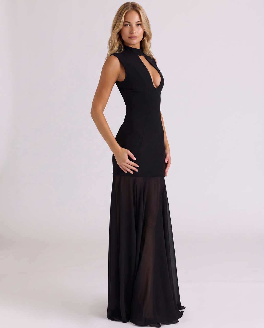 Novah | Maxi Dress With Plunge Keyhole Front