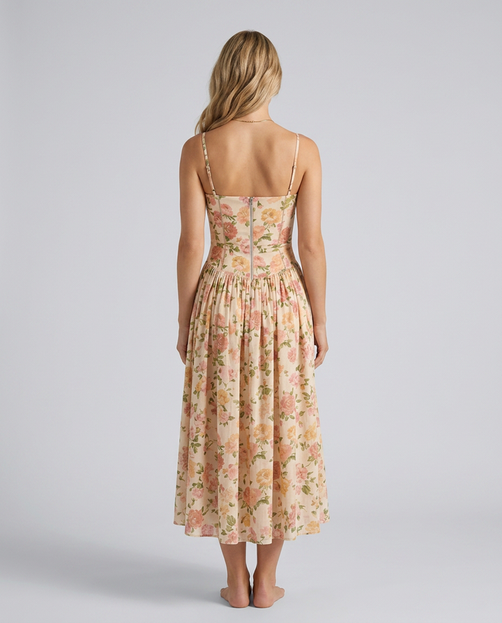 Alyssa | Cotton Maxi Dress with Corset Bodice