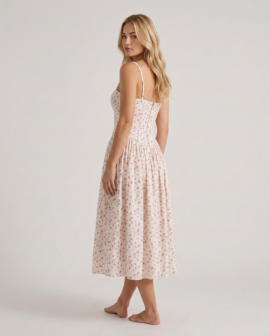 Alyssa | Cotton Maxi Dress with Corset Bodice