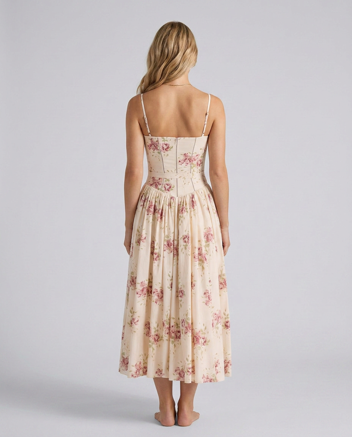 Alyssa | Cotton Maxi Dress with Corset Bodice