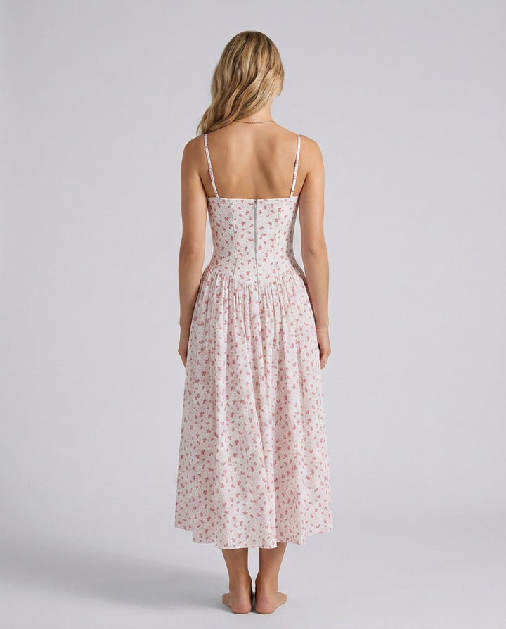 Alyssa | Cotton Maxi Dress with Corset Bodice