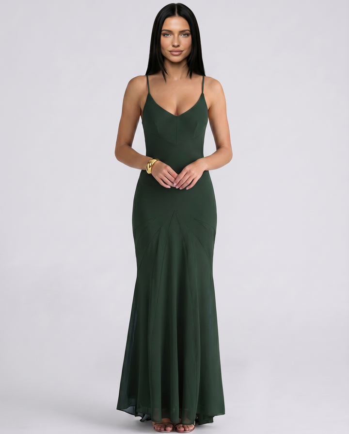 Marcy | Panelled Maxi Dress with Spaghetti Straps