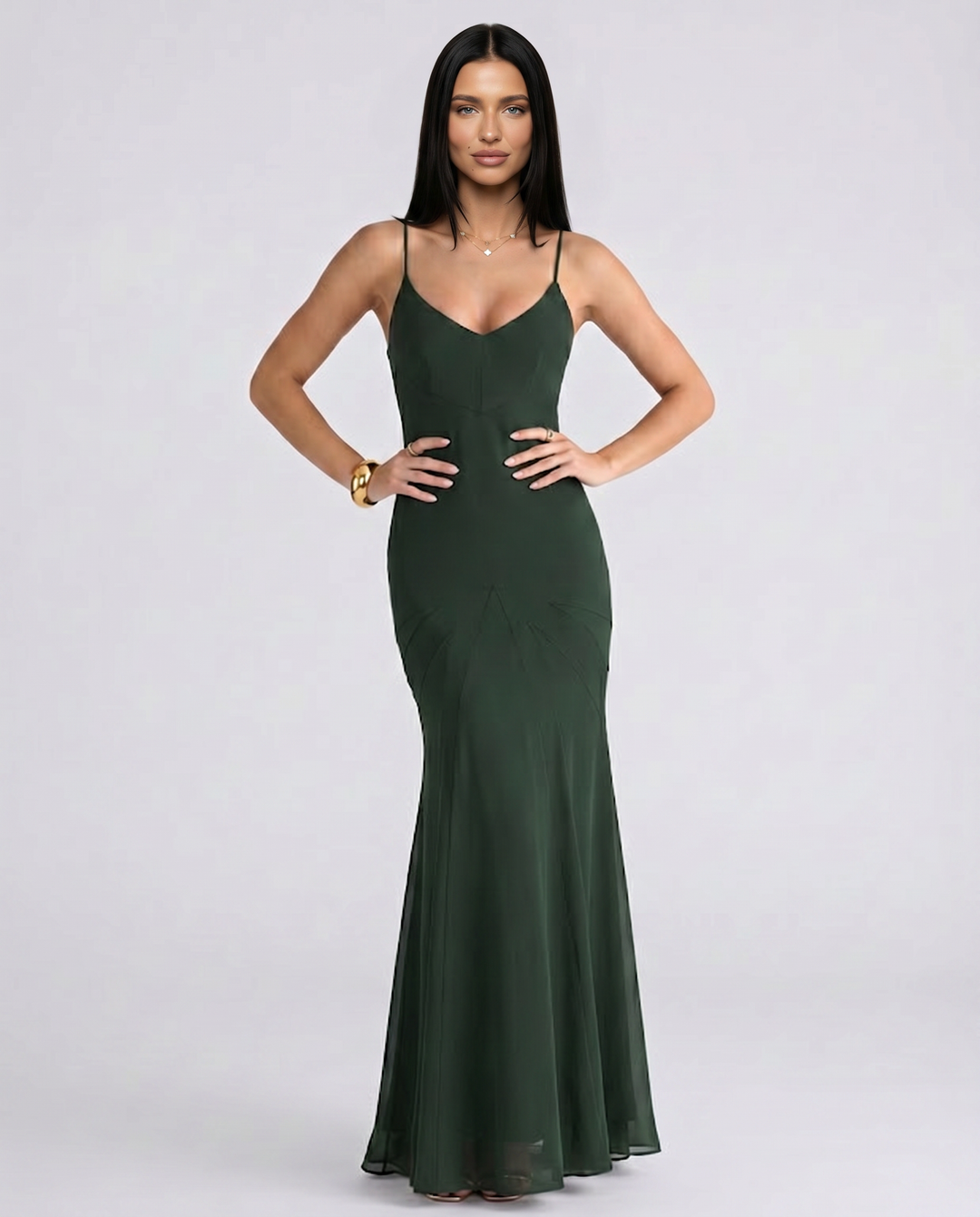 Marcy | Panelled Maxi Dress with Spaghetti Straps