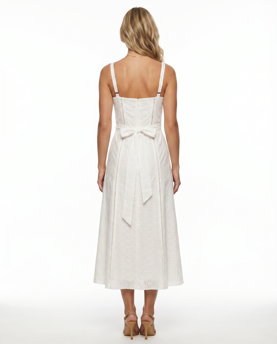Renee | Midi Dress with Broderie Anglais Detail