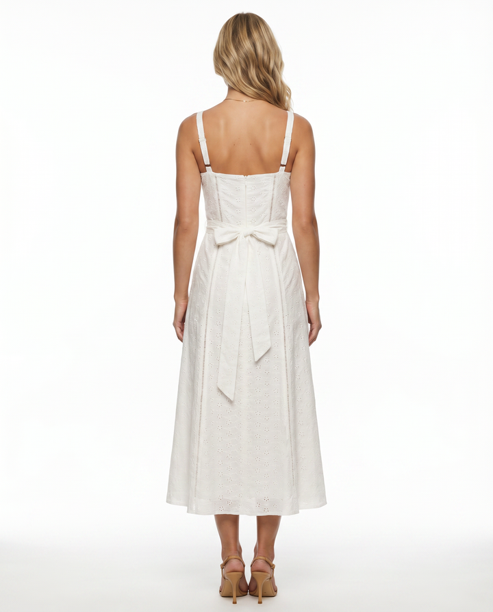 Renee | Midi Dress with Broderie Anglais Detail