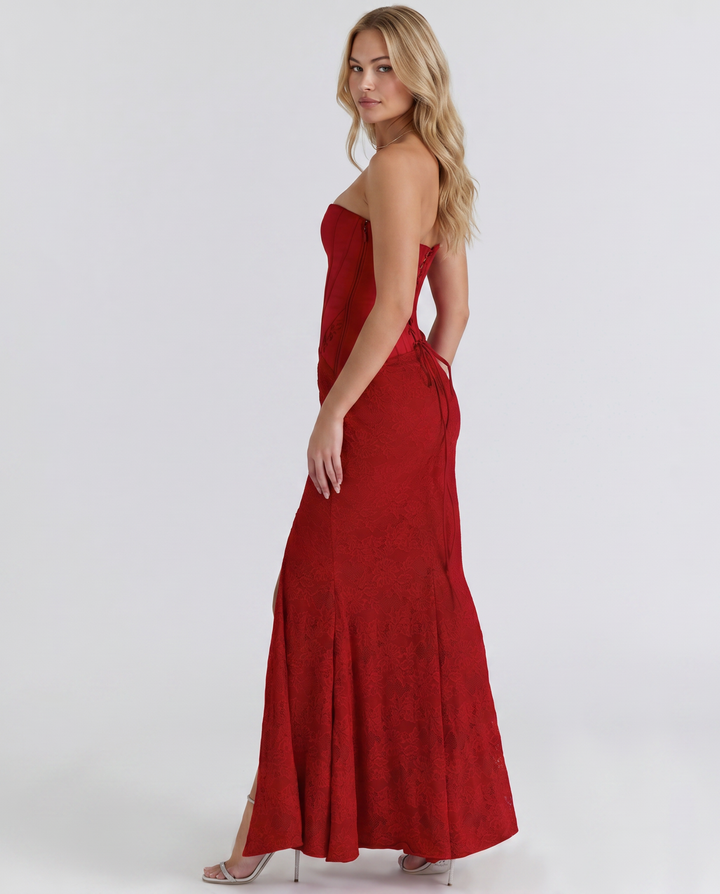 Liliana | Strapless Corset Lace Maxi Dress