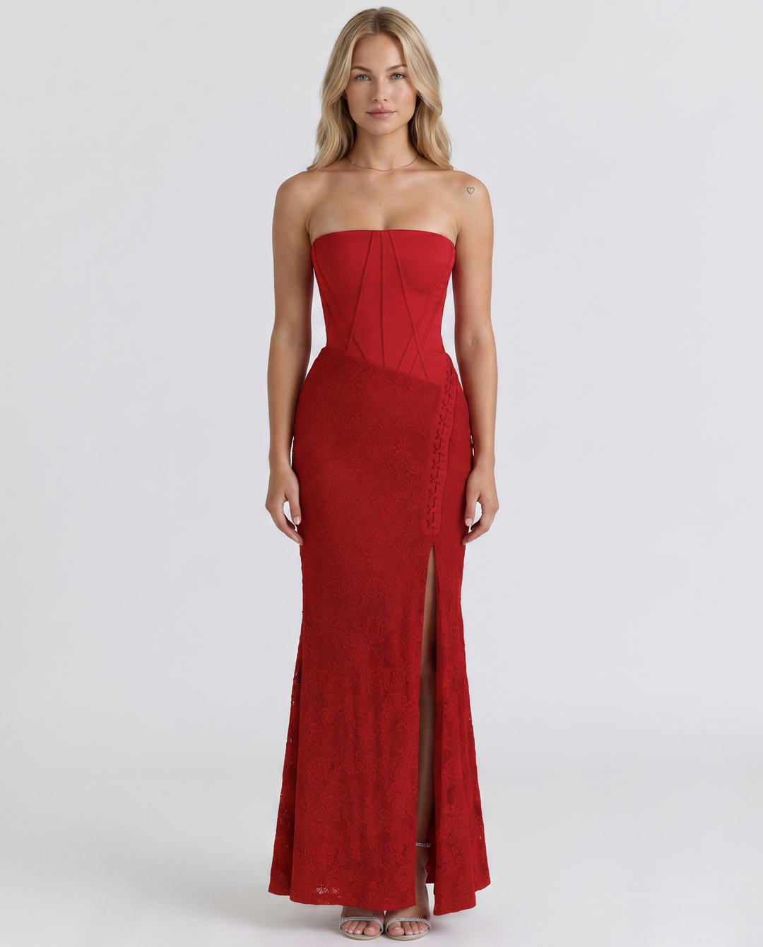 Liliana | Strapless Corset Lace Maxi Dress