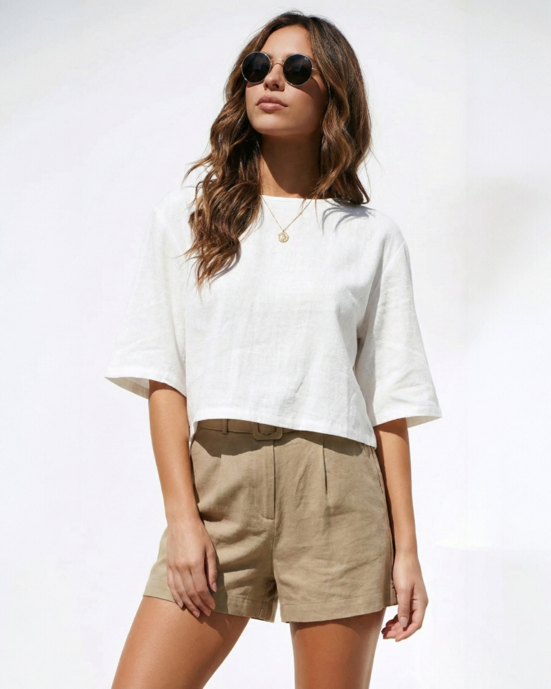 Noa | Linen Blend Top with Back Buttons