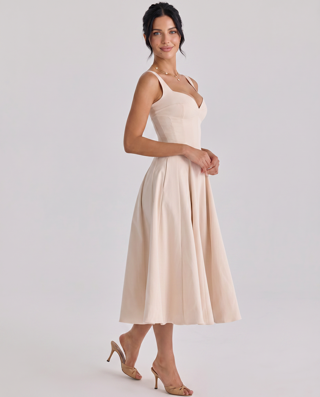 Vilma | Midi Dress with Structured Twill Silhouette