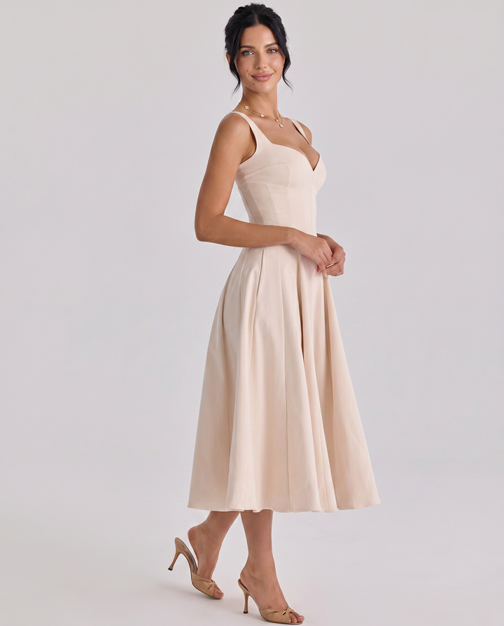 Vilma | Midi Dress with Structured Twill Silhouette