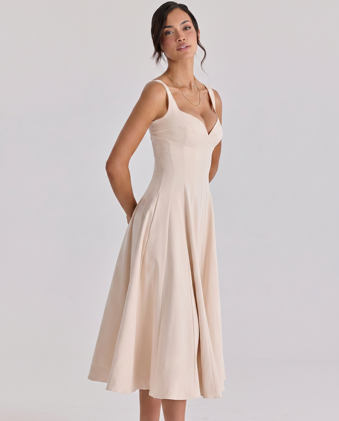 Vilma | Midi Dress with Structured Twill Silhouette