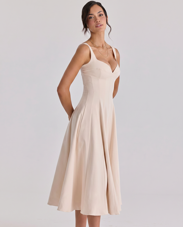 Vilma | Midi Dress with Structured Twill Silhouette