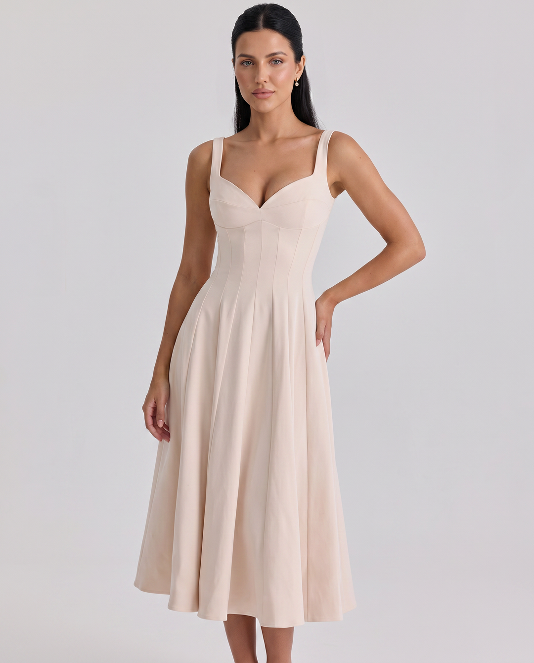 Vilma | Midi Dress with Structured Twill Silhouette