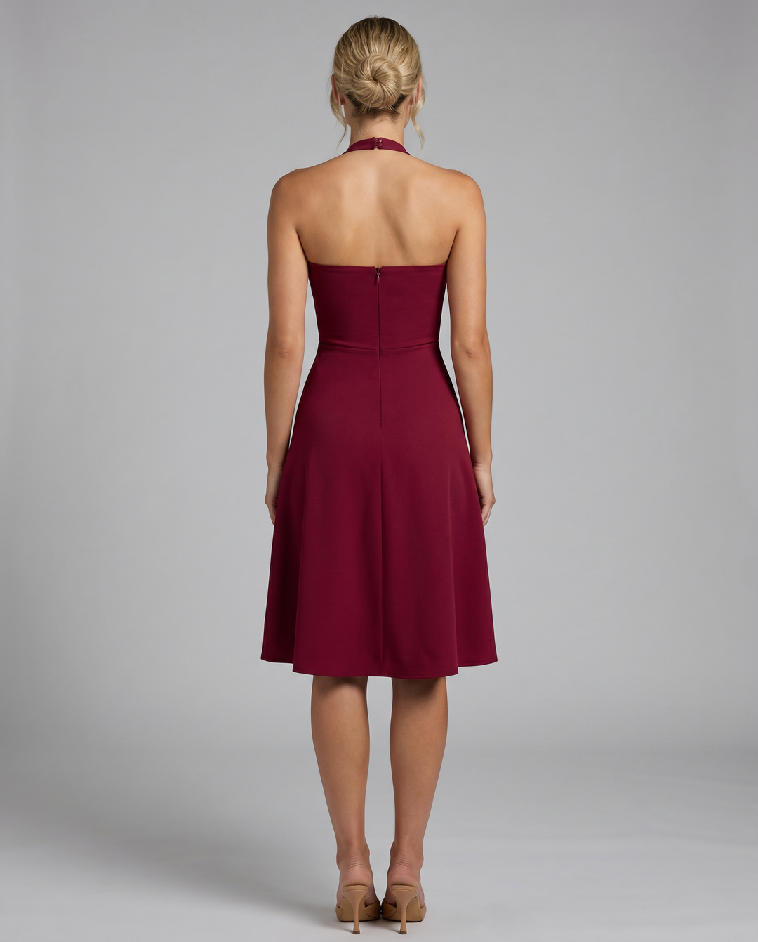 Josie | Midi Dress with Halter Neck and Flared Skirt