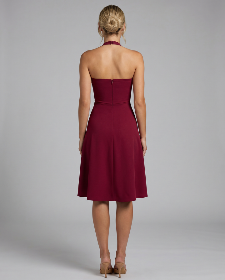 Josie | Midi Dress with Halter Neck and Flared Skirt