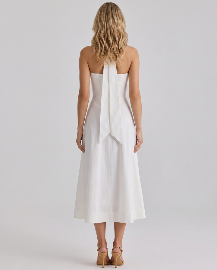 Loretta | Midi Dress with Halter Neck and Button Front