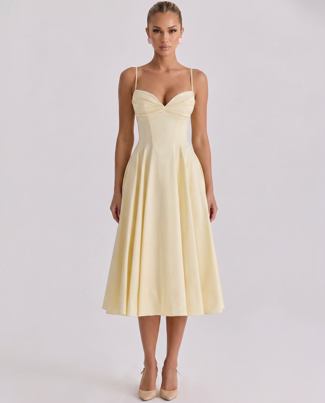 Maisie | Midi Sundress with Pleated Skirt and Adjustable Straps