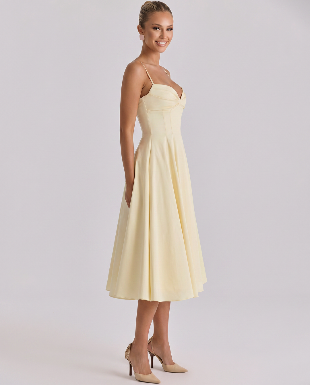 Maisie | Midi Sundress with Pleated Skirt and Adjustable Straps