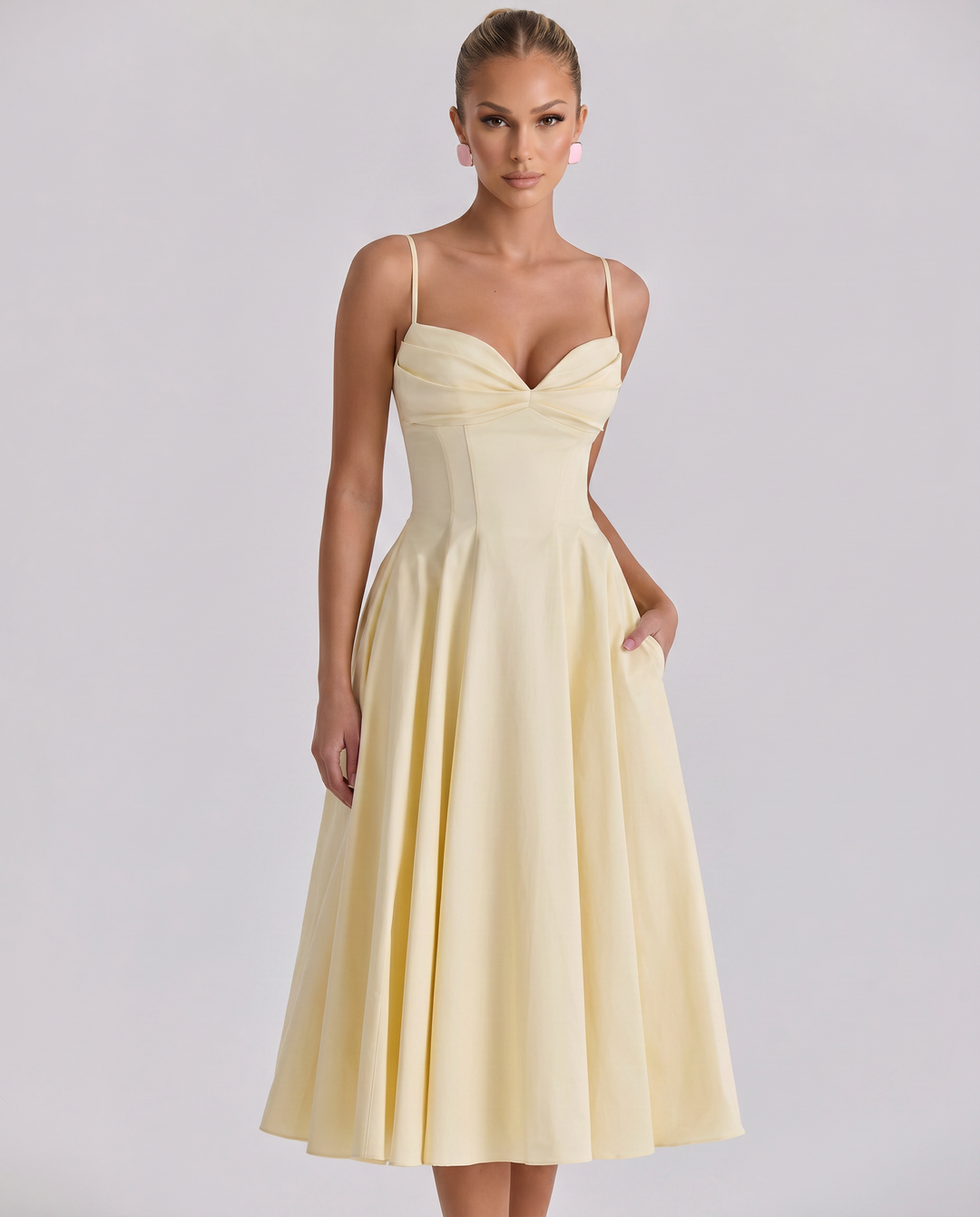 Maisie | Midi Sundress with Pleated Skirt and Adjustable Straps