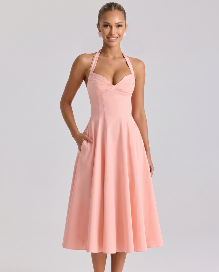 Maisie | Midi Sundress with Pleated Skirt and Adjustable Straps