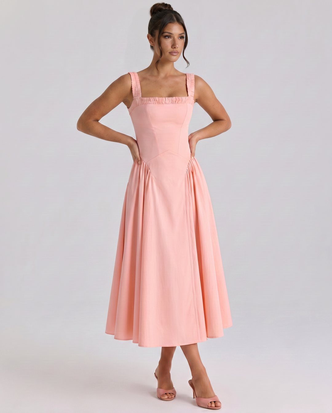 Viola | Midi Sundress with Gathered Skirt