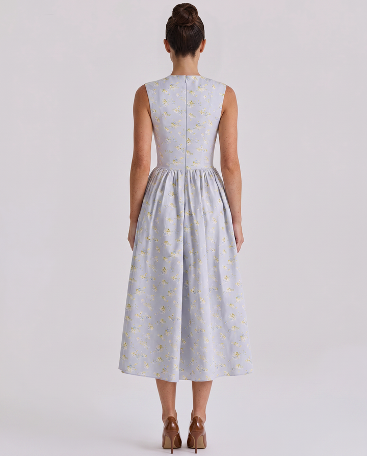 Nellie | Midi Sundress with Square Neck and Pleated Skirt