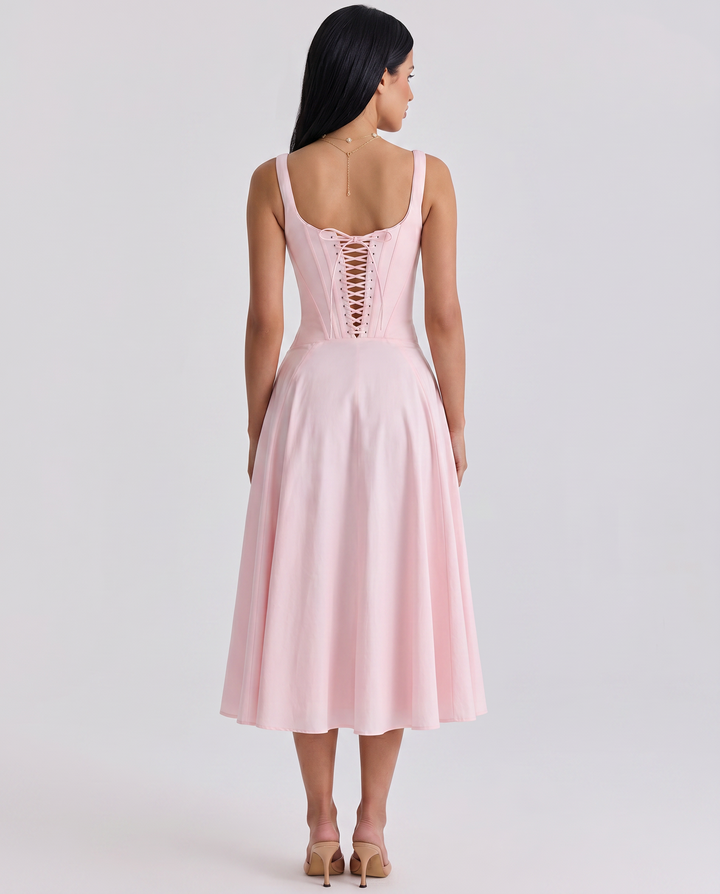 Elinor | Midi Sundress with Lace-Up Back