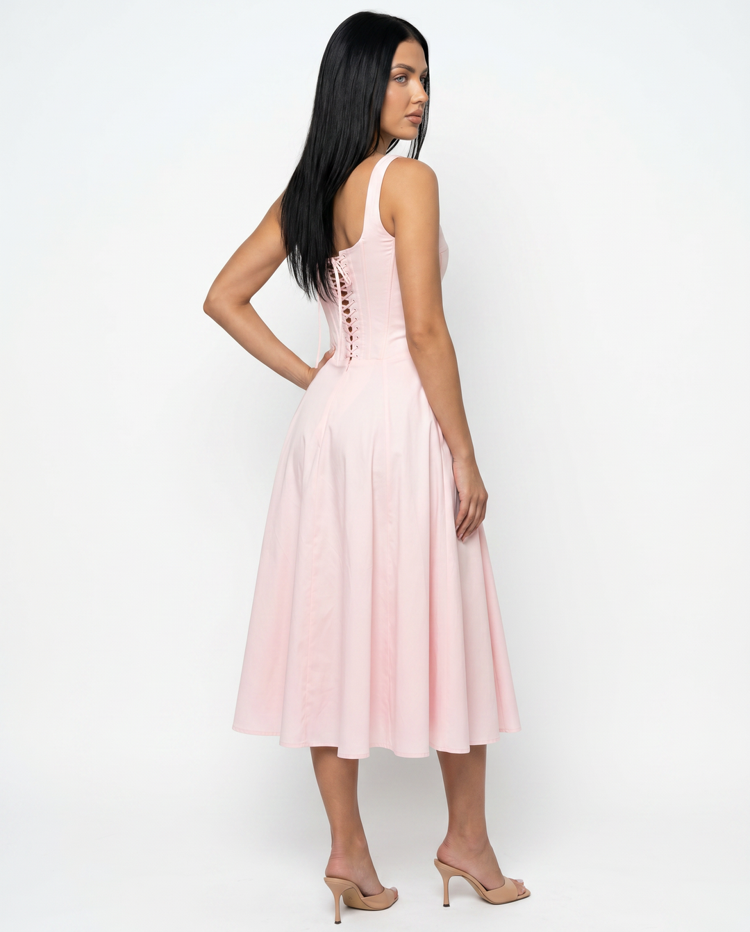 Elinor | Midi Sundress with Lace-Up Back
