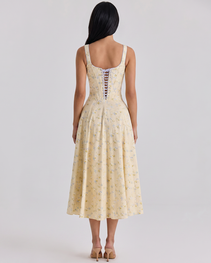 Elinor | Midi Sundress with Lace-Up Back