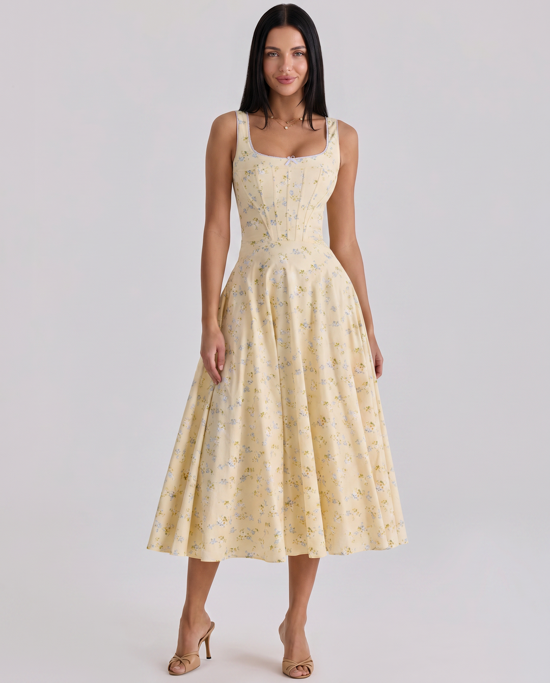 Elinor | Midi Sundress with Lace-Up Back
