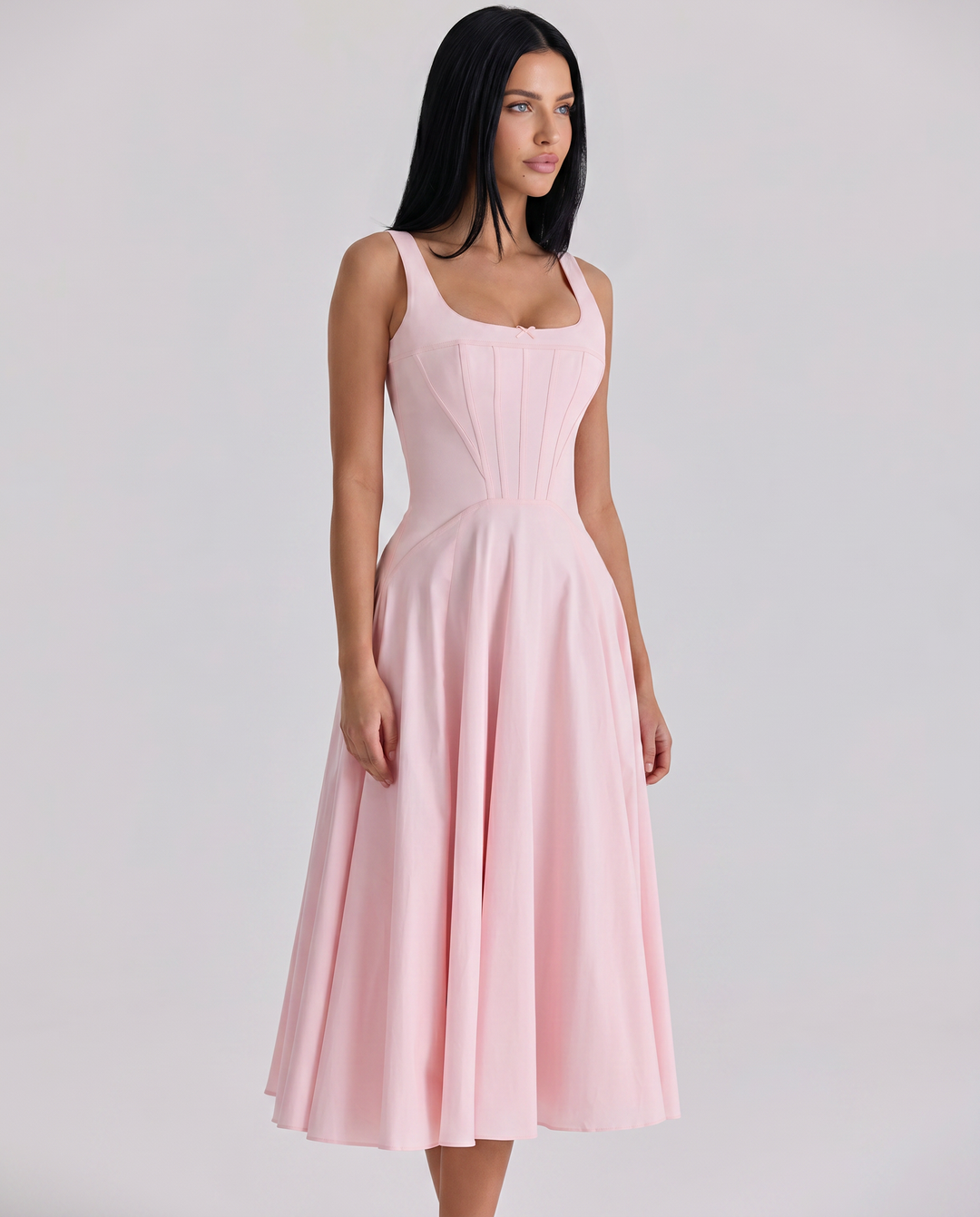 Elinor | Midi Sundress with Lace-Up Back