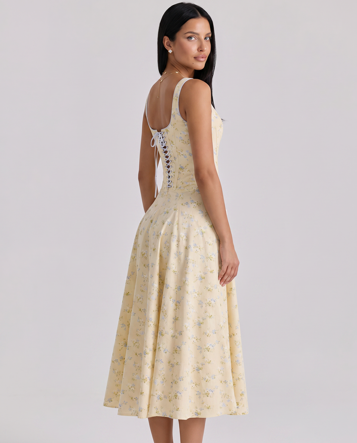 Elinor | Midi Sundress with Lace-Up Back