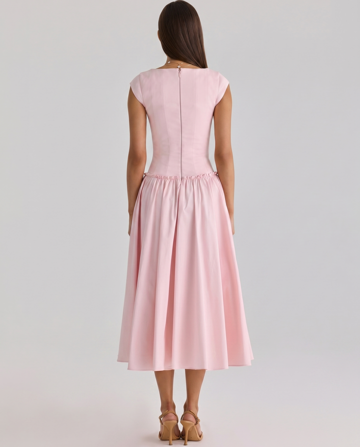 Monica | Midi Dress with Boned Bodice and Cap Sleeves
