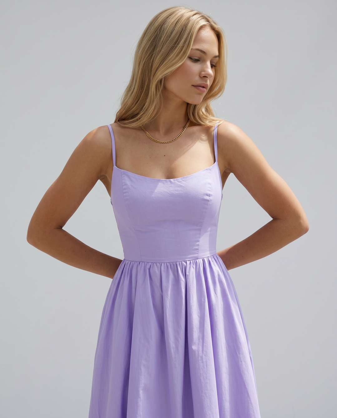 Asha | Midi Sundress with Broderie Trim Waist