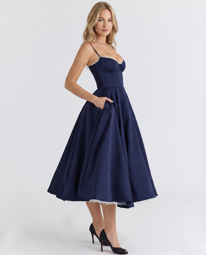 Camryn | Midi Dress with Sweetheart Neckline and Tulle Skirt