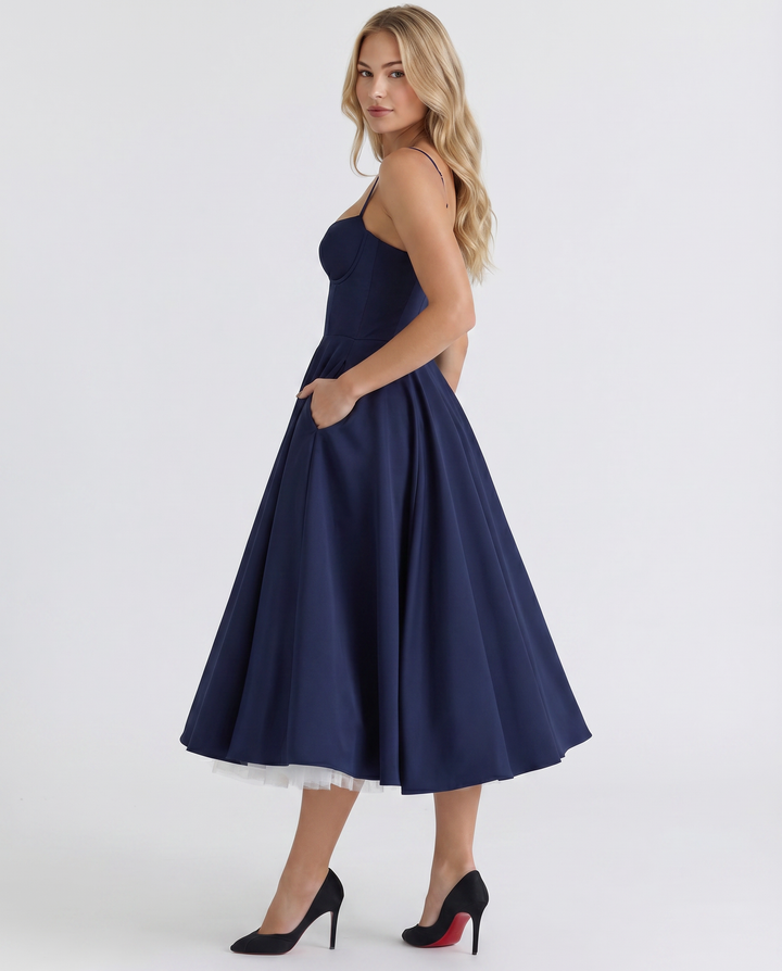 Camryn | Midi Dress with Sweetheart Neckline and Tulle Skirt