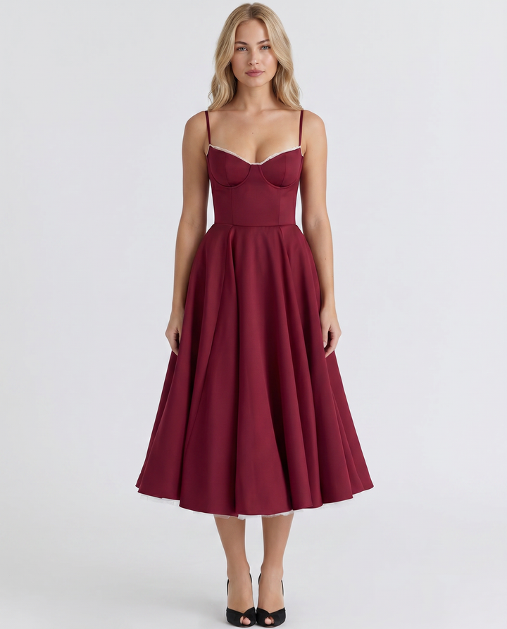 Camryn | Midi Dress with Sweetheart Neckline and Tulle Skirt