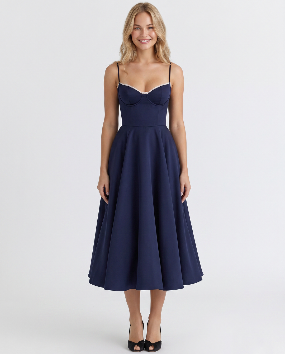 Camryn | Midi Dress with Sweetheart Neckline and Tulle Skirt