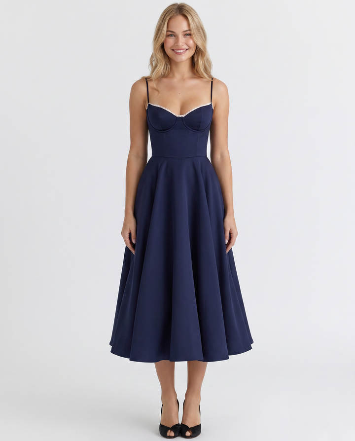 Camryn | Midi Dress with Sweetheart Neckline and Tulle Skirt