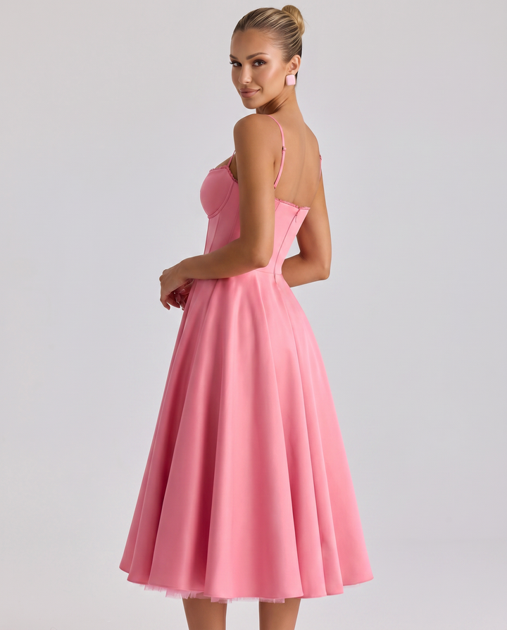 Camryn | Midi Dress with Sweetheart Neckline and Tulle Skirt