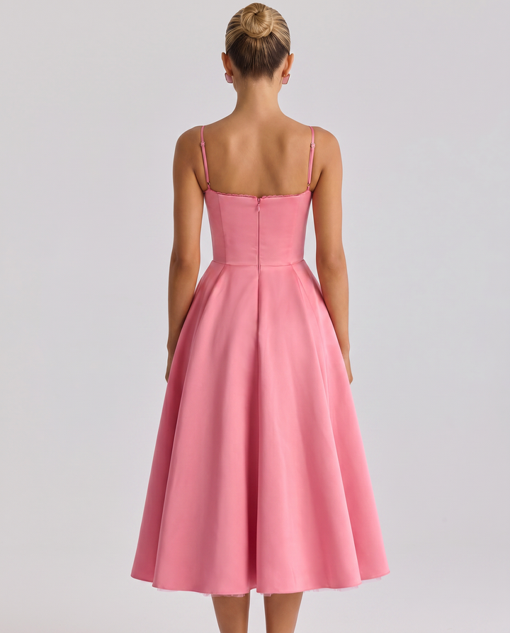 Camryn | Midi Dress with Sweetheart Neckline and Tulle Skirt