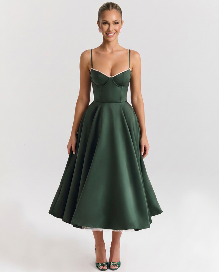 Camryn | Midi Dress with Sweetheart Neckline and Tulle Skirt