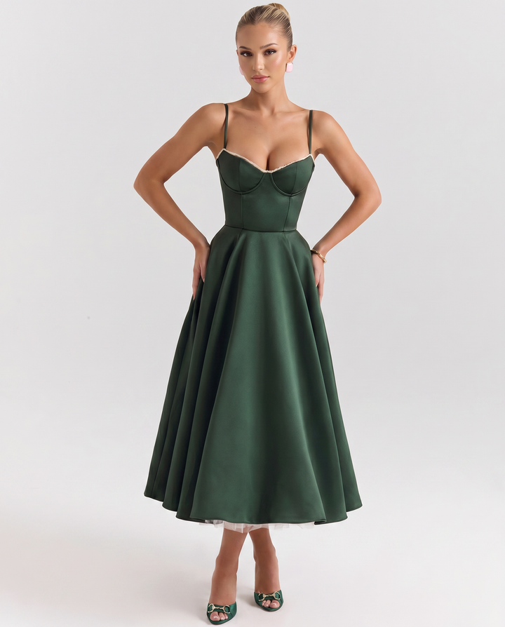 Camryn | Midi Dress with Sweetheart Neckline and Tulle Skirt