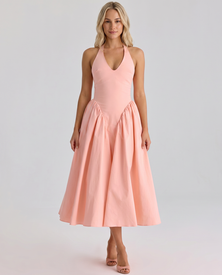 Danika | Midi Sundress with Halter Neck and Full Skirt