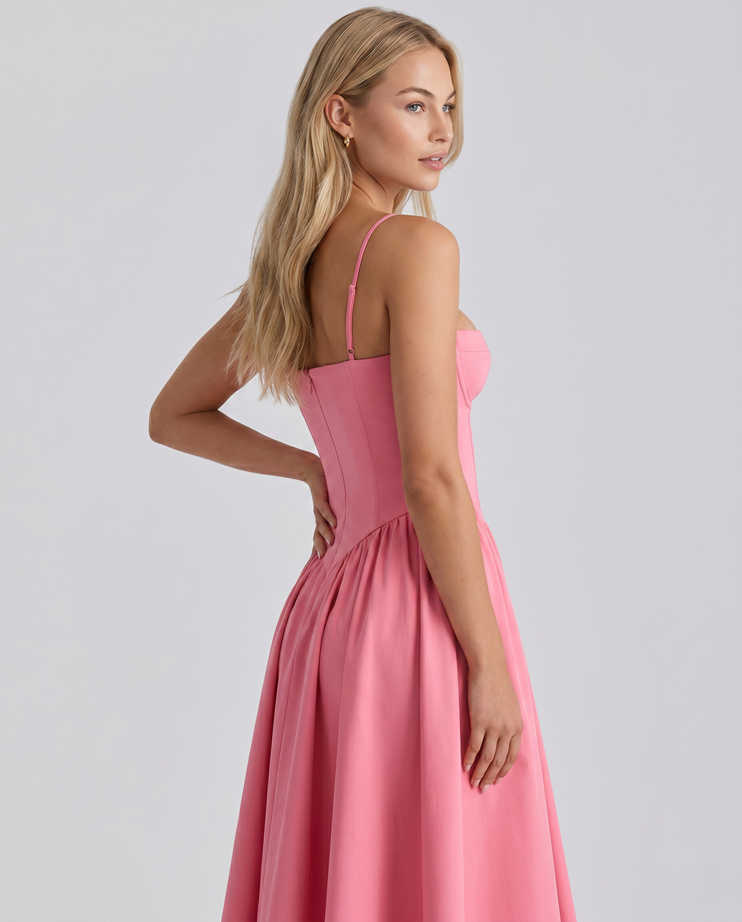 Alana | Corset Midi Dress with Gathered Skirt